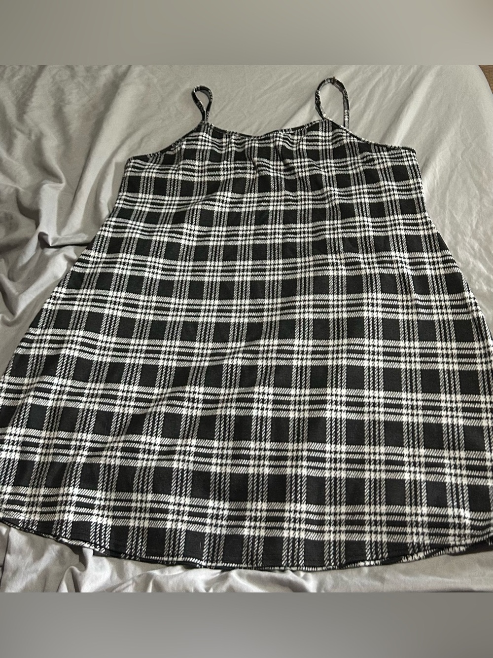 Black and White Plaid Spaghetti Strap Dress